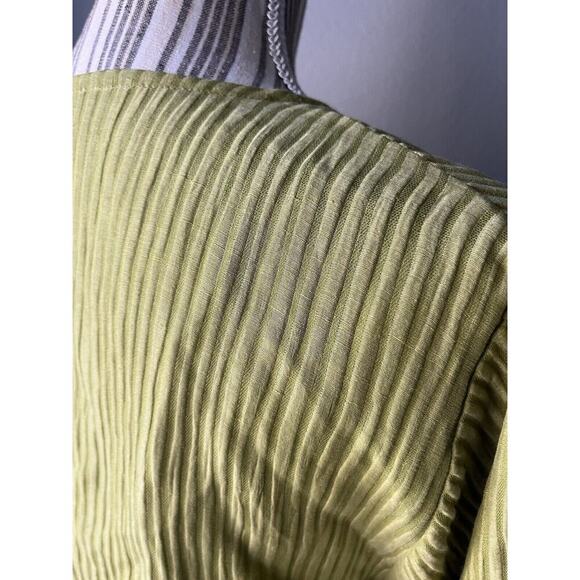 Kathleen Sommers Women Tunic Blouse Medium Lime Green 100% Silk Asymmetrical Hem - Picture 5 of 6